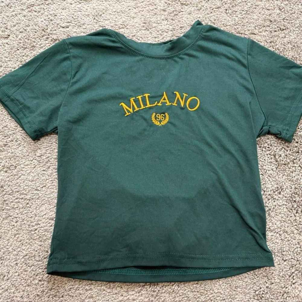 Milano Green Crop Top with Yellow Logo